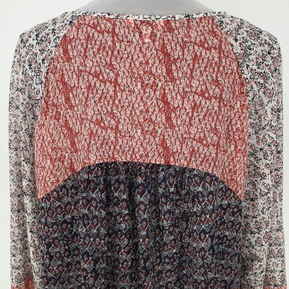 Lucky Brand Top Plus Size 2X Red Black White Sheer Chiffon Blouse Casual Career - Picture 8 of 16